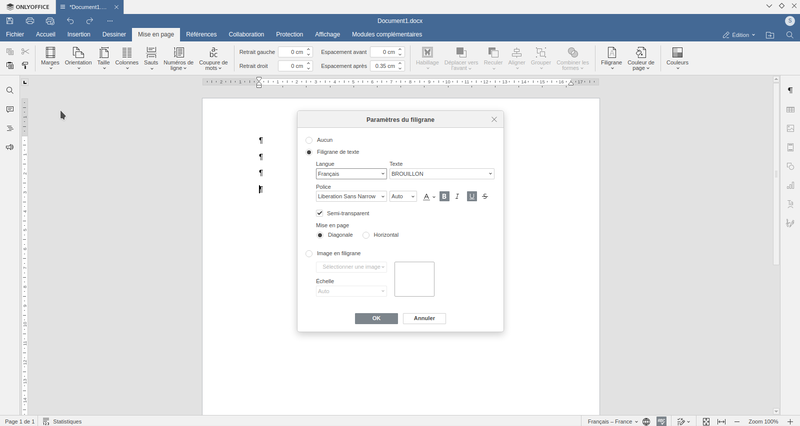 paramètre filigranne